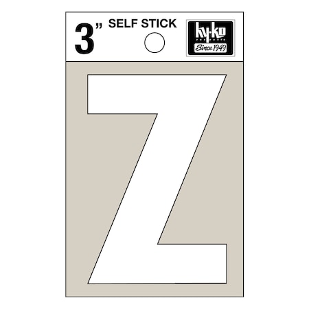 Hy-Ko 3In White Vinyl Letter Z, 10PK A30536
